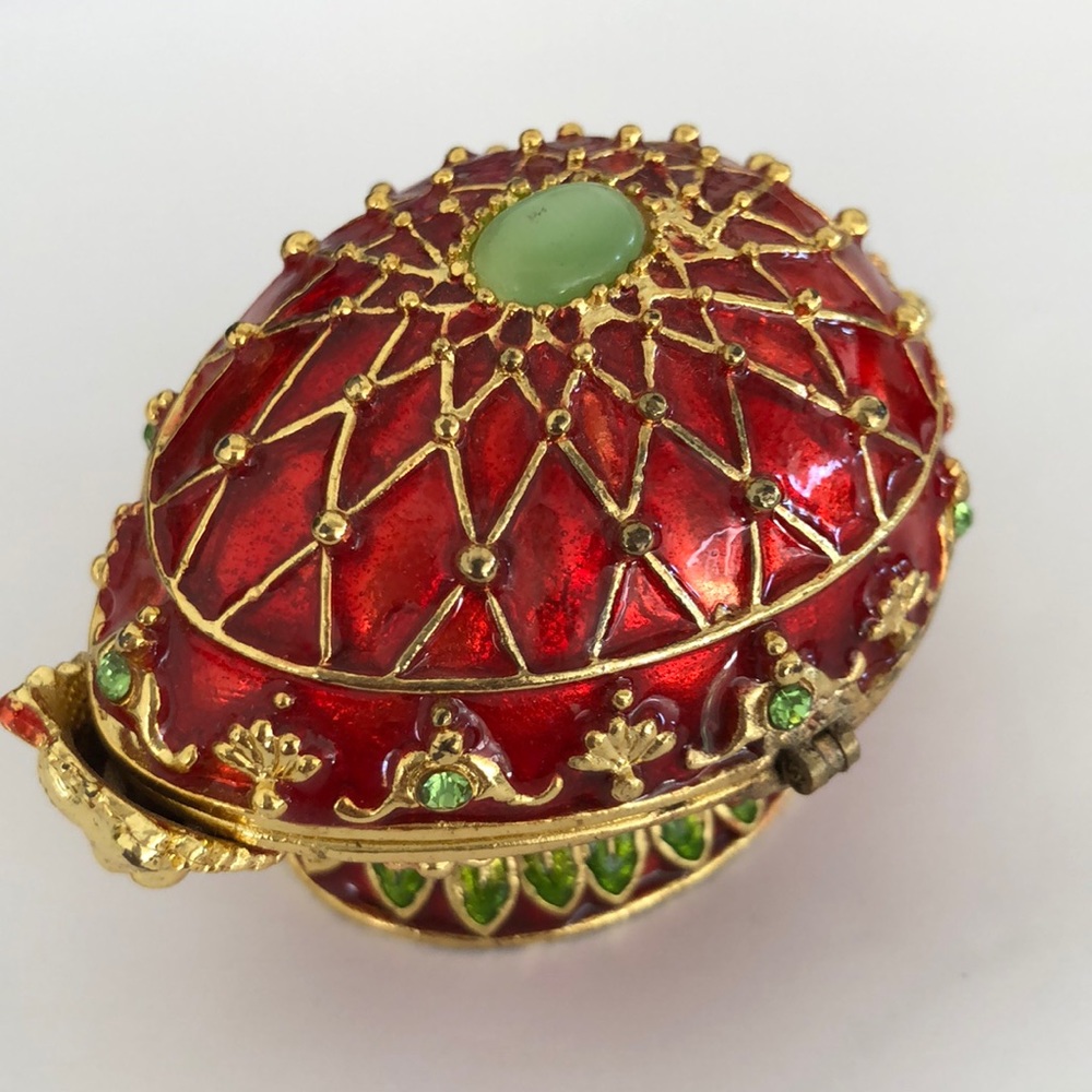 Work of Art Enamel Trinket Box Egg Shaped Jeweled